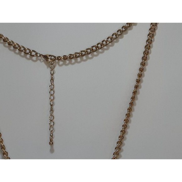 Goldtoned Womans Costume Brown Cabachon Necklace With Fringe - Picture 4 of 5